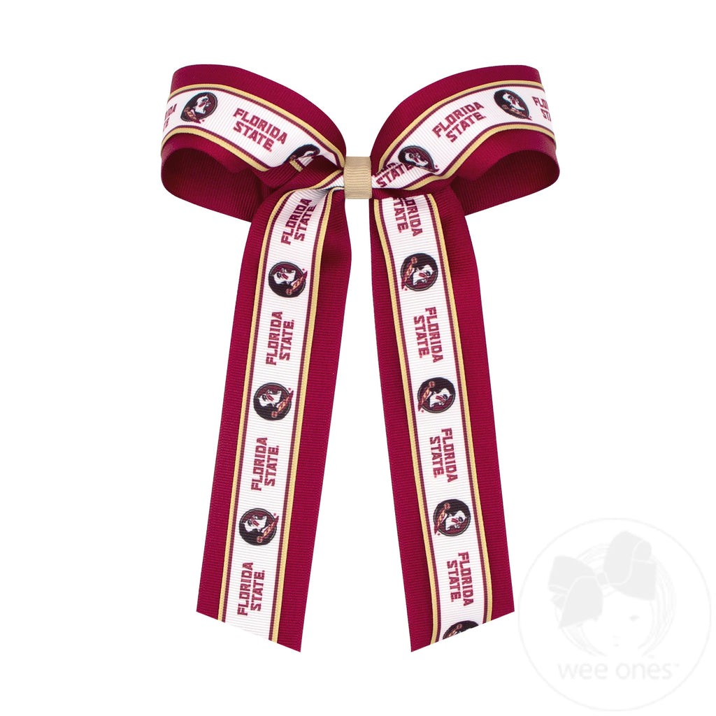 Large Florida State Logo Ribbon Underlay Hair Bow with Streamer Tails