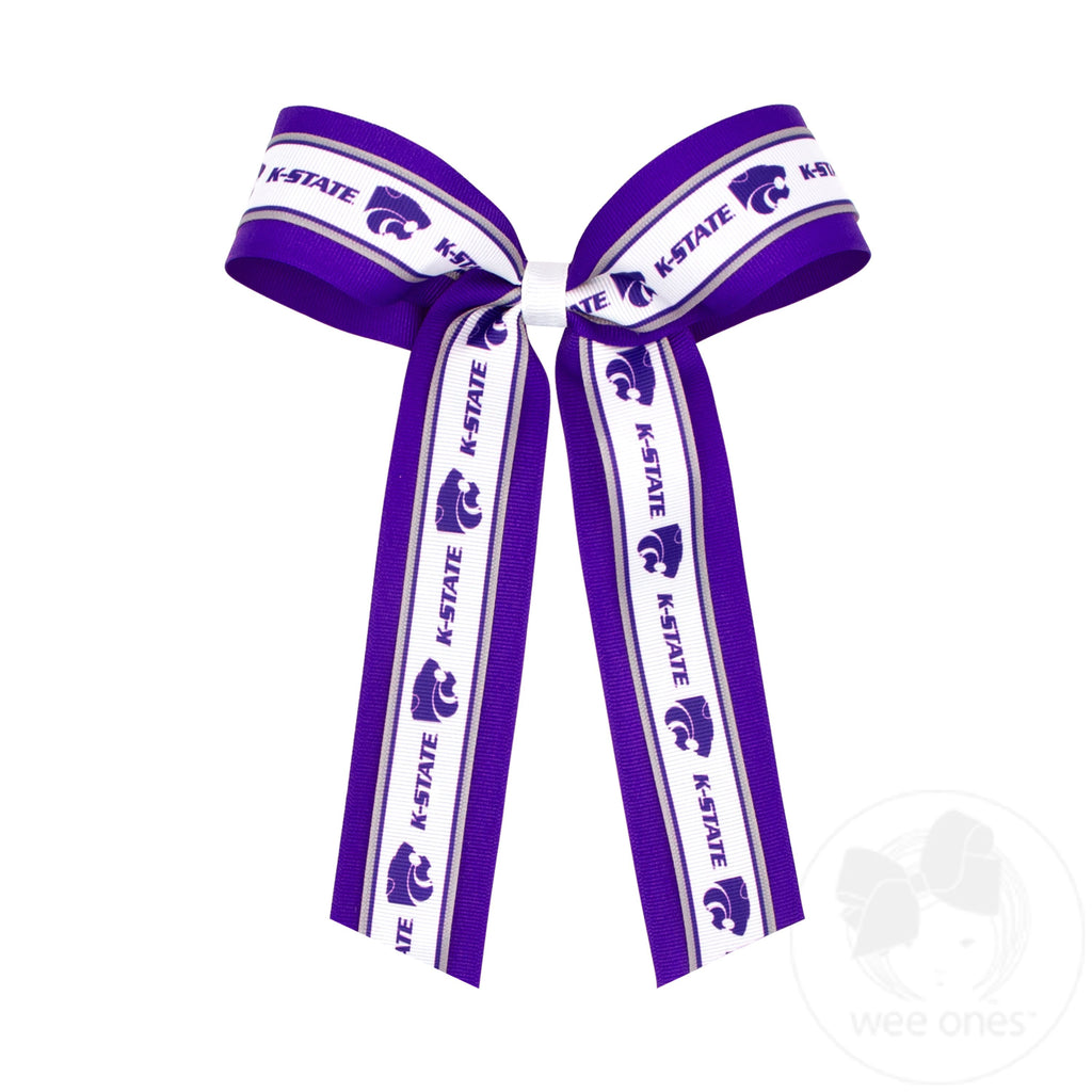 Large Kansas State Logo Ribbon Underlay Hair Bow with Streamer Tails