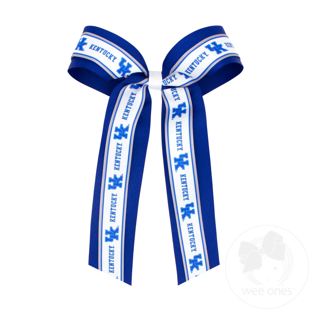 Large Kentucky Logo Ribbon Underlay Hair Bow with Streamer Tails