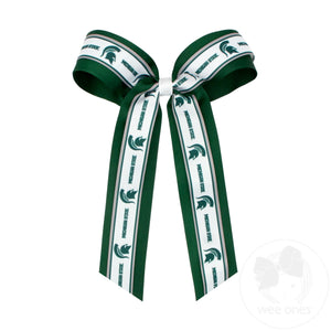 Large Michigan State Logo Ribbon Underlay Hair Bow with Streamer Tails