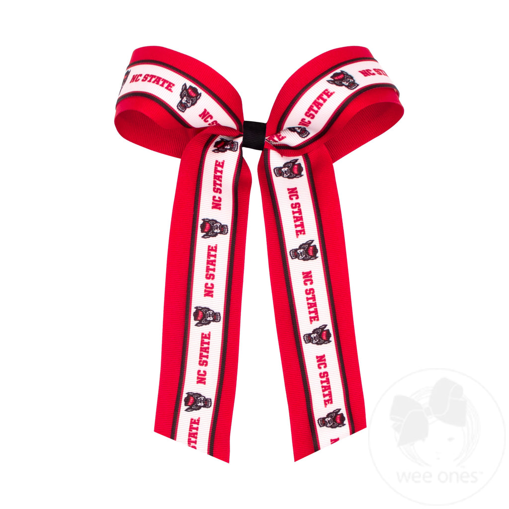 Large North Carolina State Logo Ribbon Underlay Hair Bow with Streamer Tails