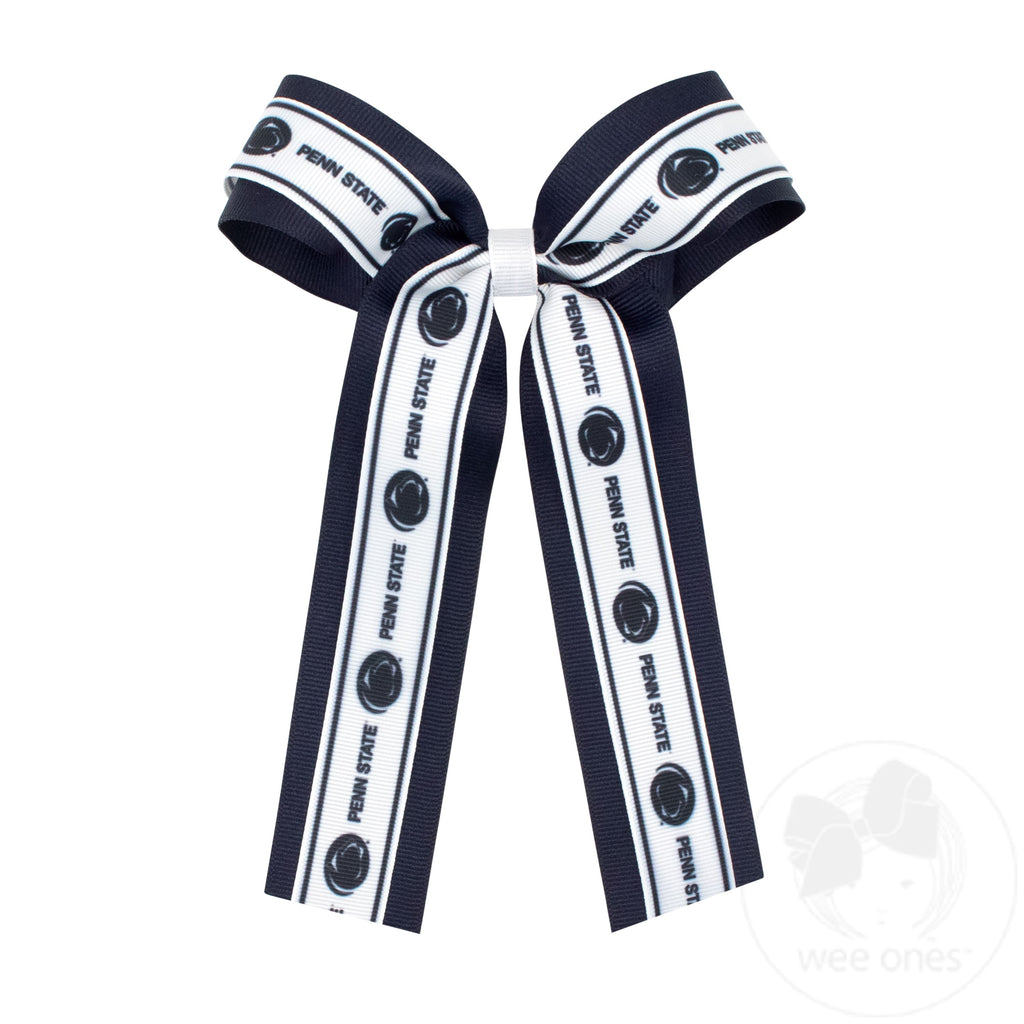 Large Penn State Logo Ribbon Underlay Hair Bow with Streamer Tails