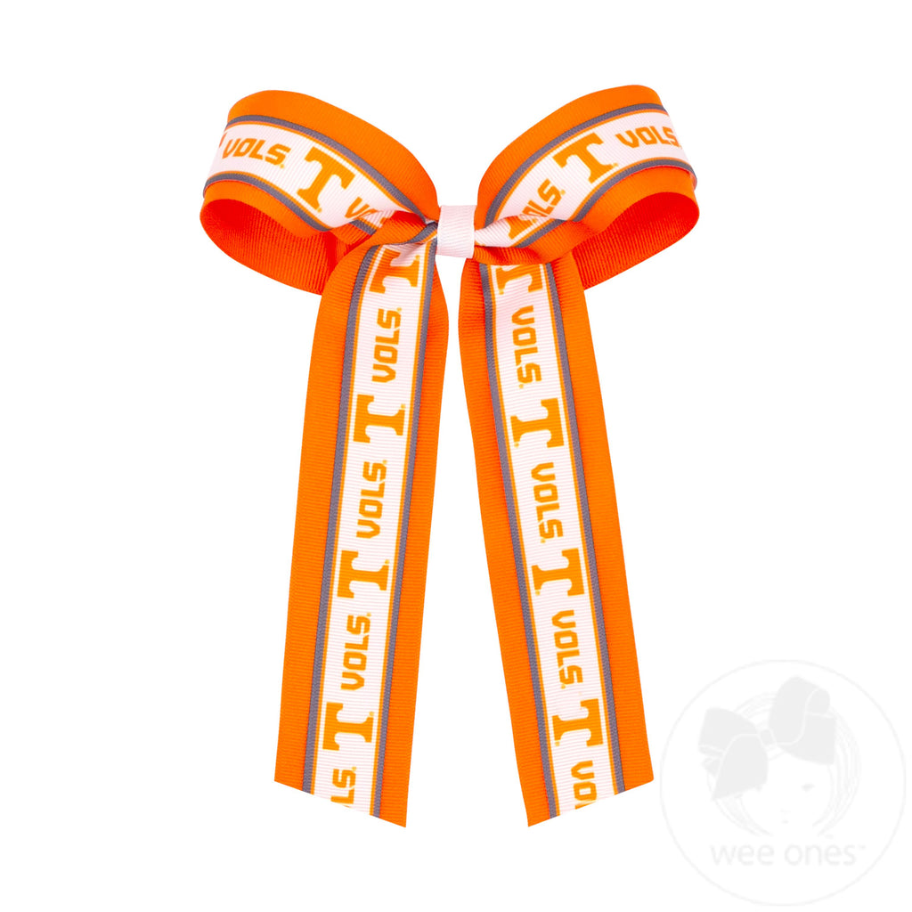Large Tennessee Logo Ribbon Underlay Hair Bow with Streamer Tails