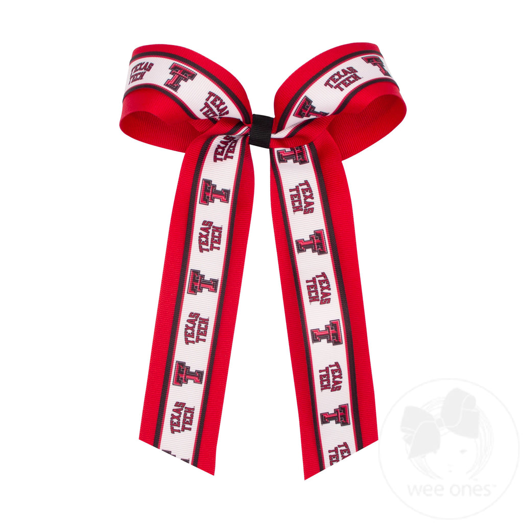 Large Texas Tech Logo Ribbon Underlay Hair Bow with Streamer Tails