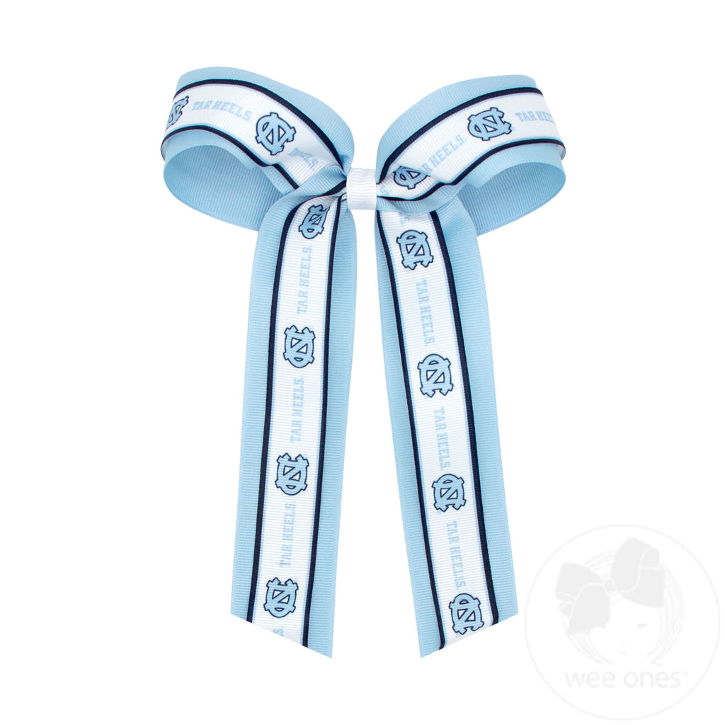 Large North Carolina Logo Ribbon Underlay Hair Bow with Streamer Tails