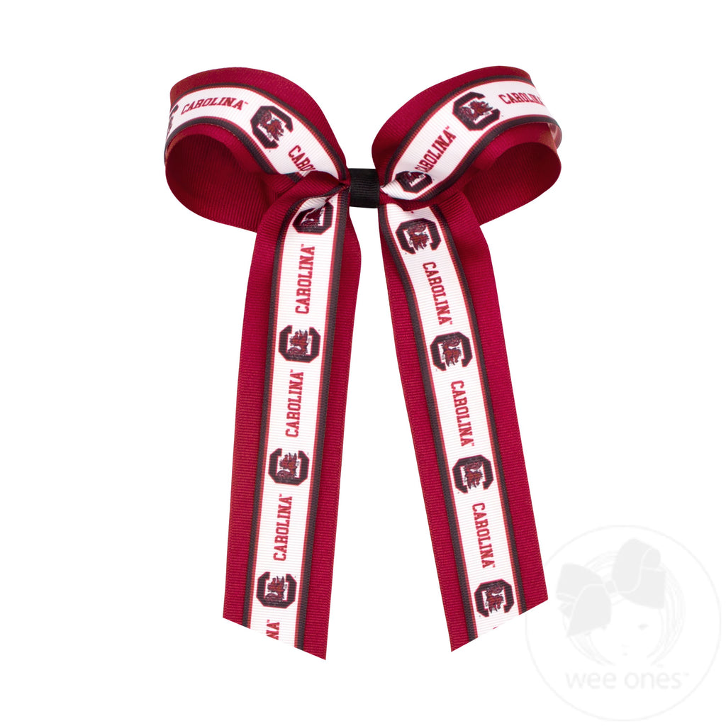 Large South Carolina Logo Ribbon Underlay Hair Bow with Streamer Tails