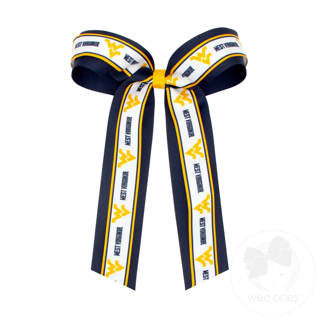 Large West Virginia Logo Ribbon Underlay Hair Bow with Streamer Tails