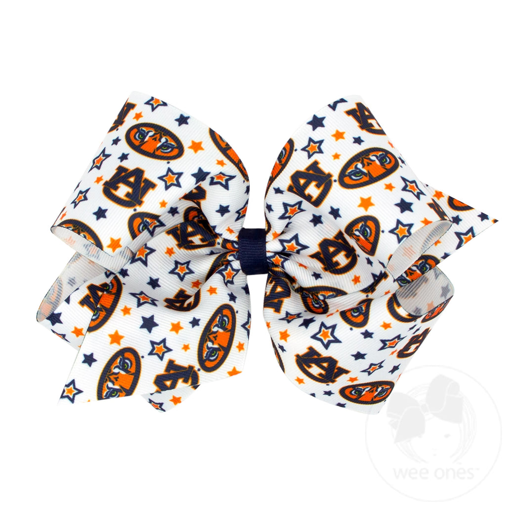 King Signature Collegiate Logo Print Grosgrain Hair Bow