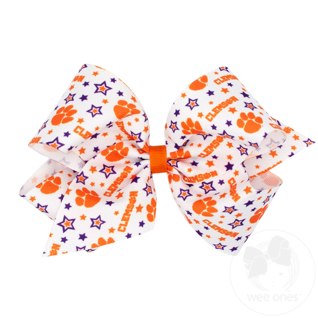 King Signature Collegiate Logo Print Grosgrain Hair Bow