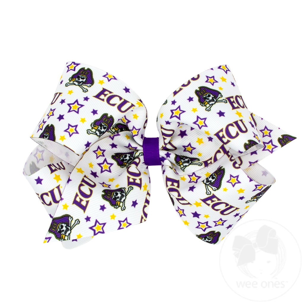 King Signature Collegiate Logo Print Grosgrain Hair Bow