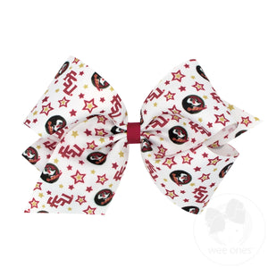 King Signature Collegiate Logo Print Grosgrain Hair Bow