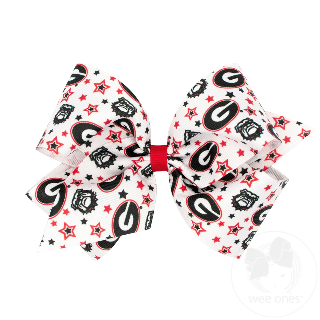 King Signature Collegiate Logo Print Grosgrain Hair Bow