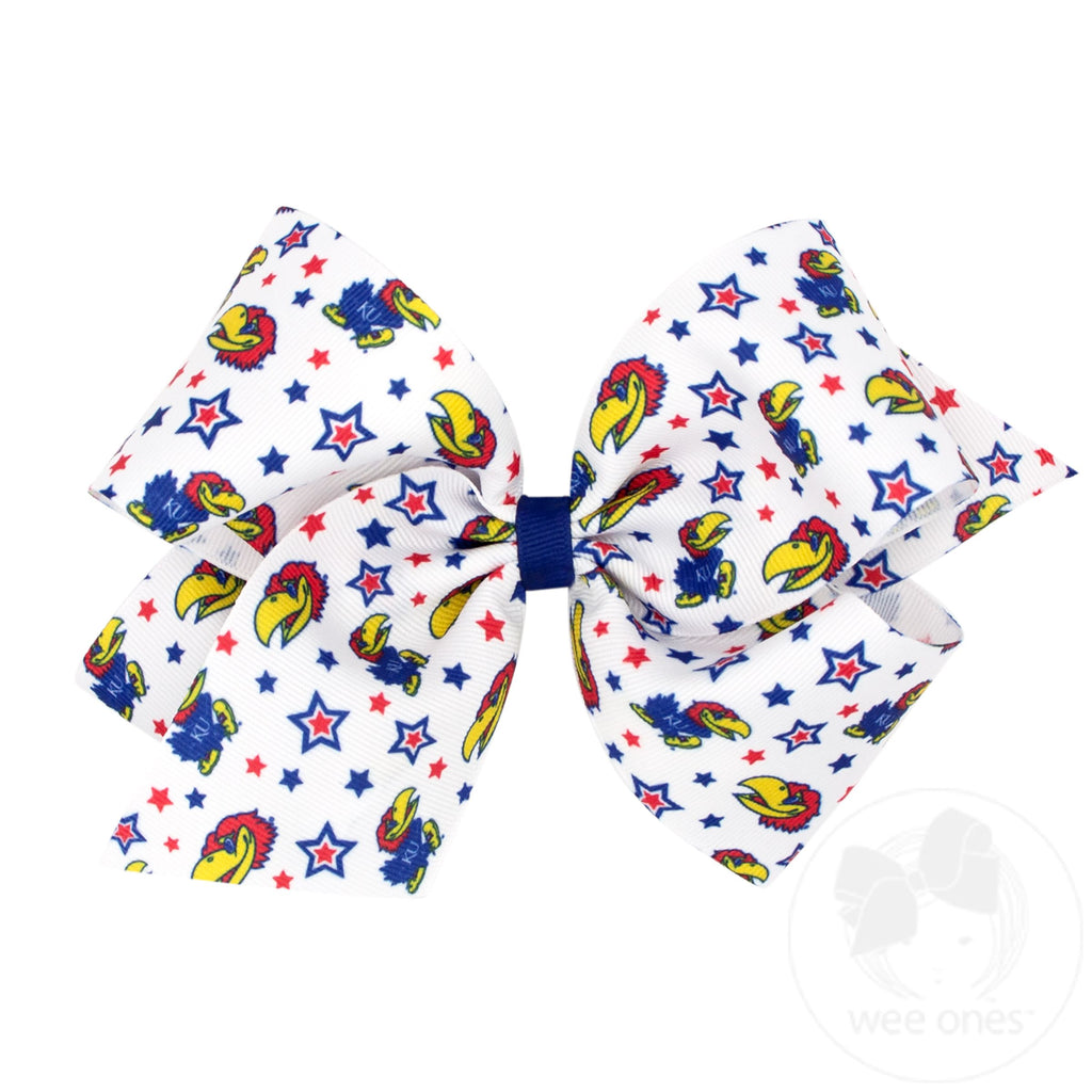 King Signature Collegiate Logo Print Grosgrain Hair Bow
