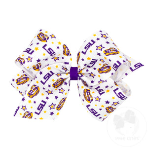 King Signature Collegiate Logo Print Grosgrain Hair Bow