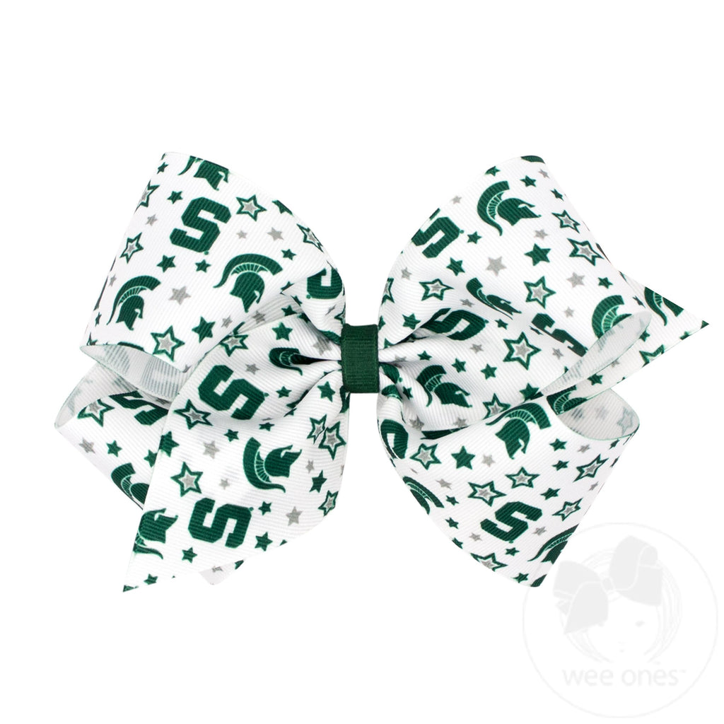 King Signature Collegiate Logo Print Grosgrain Hair Bow