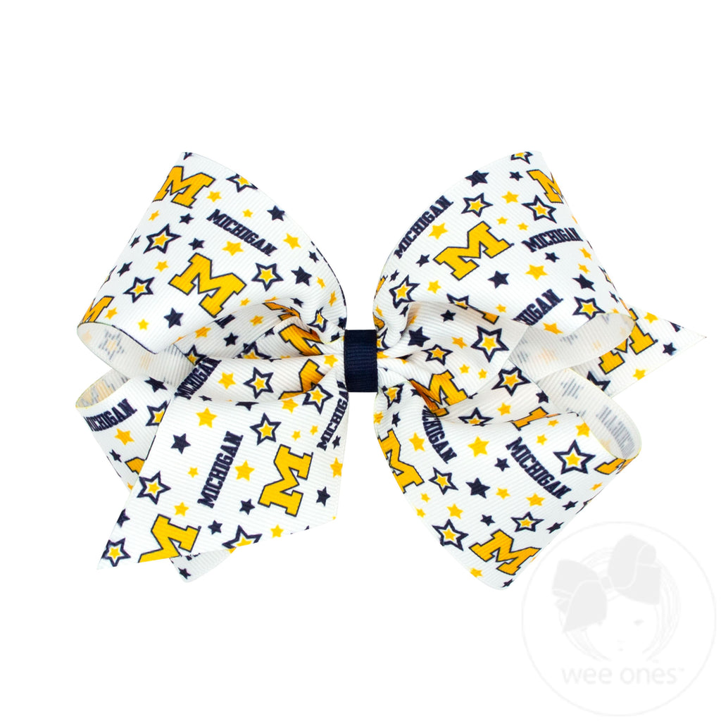 King Signature Collegiate Logo Print Grosgrain Hair Bow