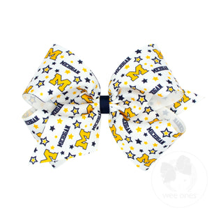 King Signature Collegiate Logo Print Grosgrain Hair Bow