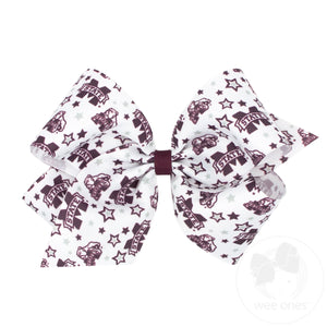 King Signature Collegiate Logo Print Grosgrain Hair Bow