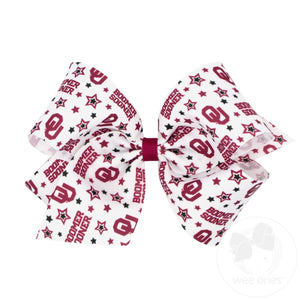 King Signature Collegiate Logo Print Grosgrain Hair Bow