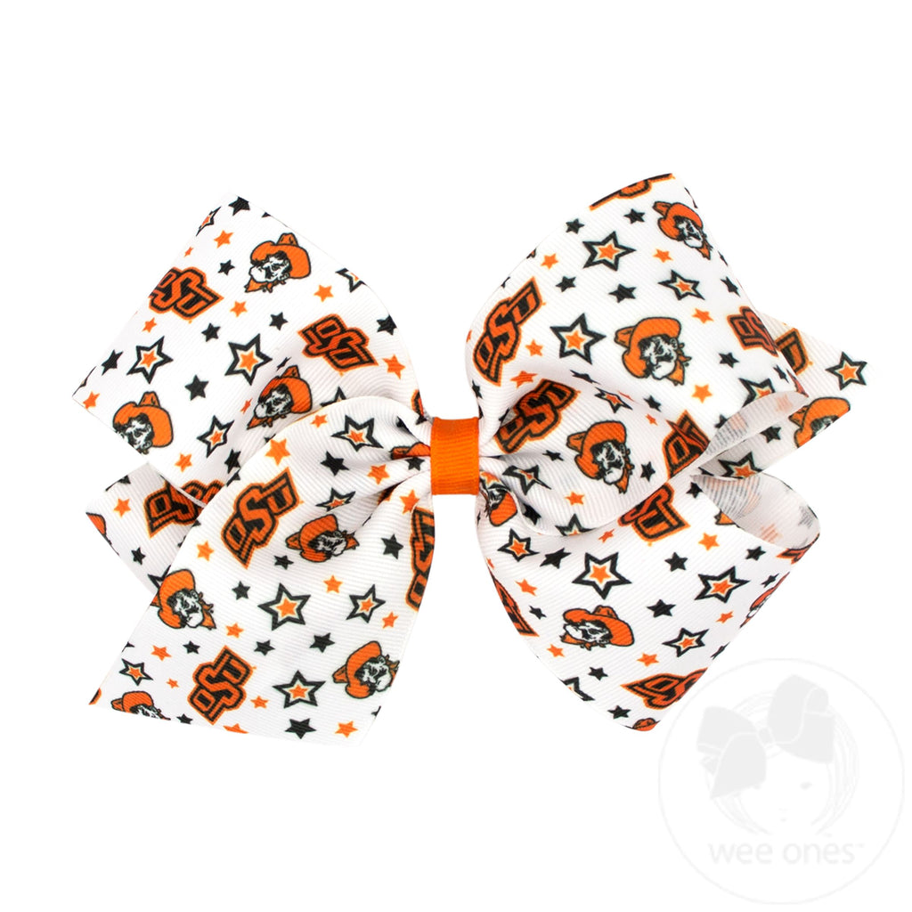 King Signature Collegiate Logo Print Grosgrain Hair Bow