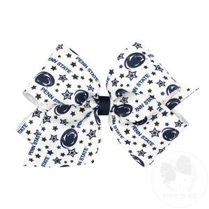 King Signature Collegiate Logo Print Grosgrain Hair BoW