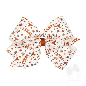 King Signature Collegiate Logo Print Grosgrain Hair Bow