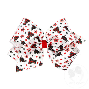 King Signature Collegiate Logo Print Grosgrain Hair Bow