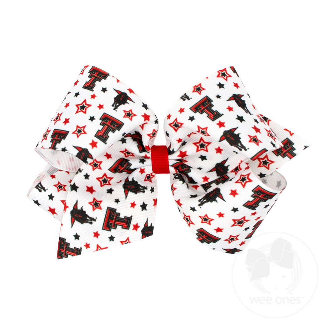 King Signature Collegiate Logo Print Grosgrain Hair Bow