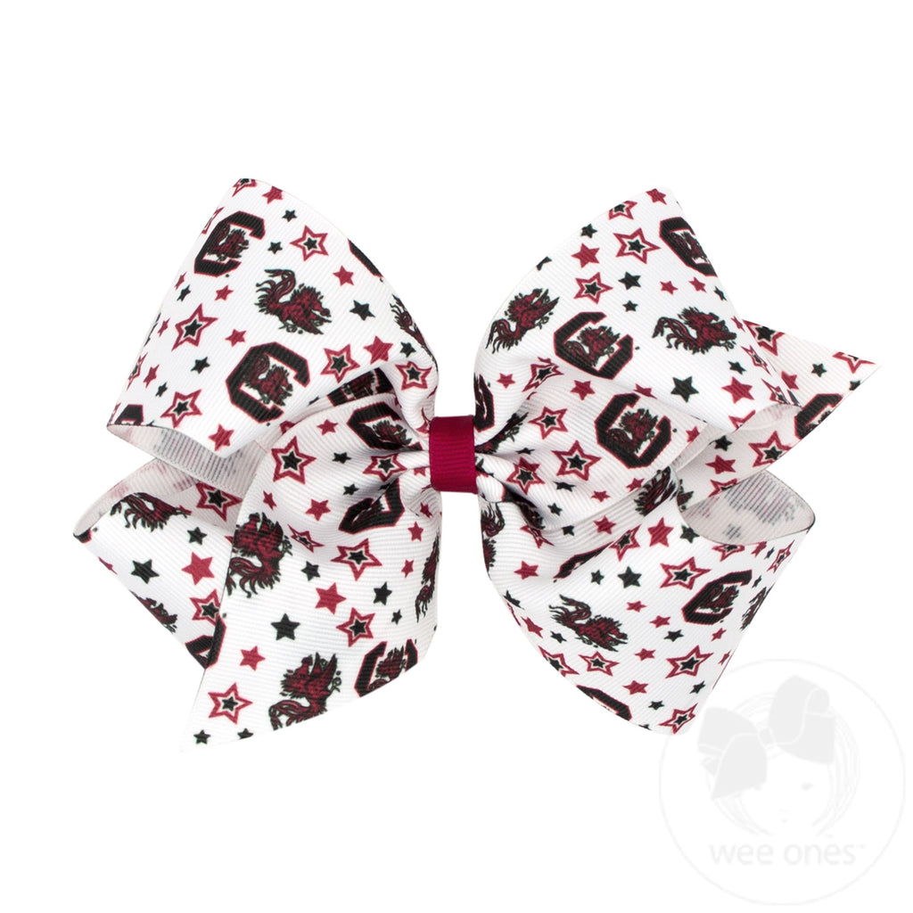 King Signature Collegiate Logo Print Grosgrain Hair Bow