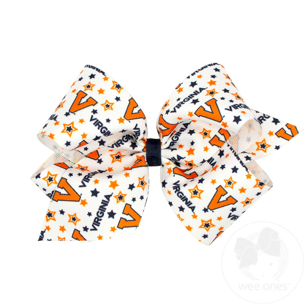 King Signature Collegiate Logo Print Grosgrain Hair Bow