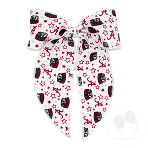 Alabama King Logo Print Fabric Knot Bowtie with Tails