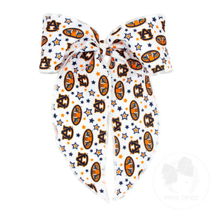 King Signature Collegiate Logo Print Fabric Bowtie With Knot and Tails