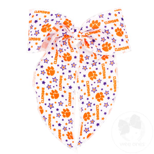 King Signature Collegiate Logo Print Fabric Bowtie With Knot and Tails