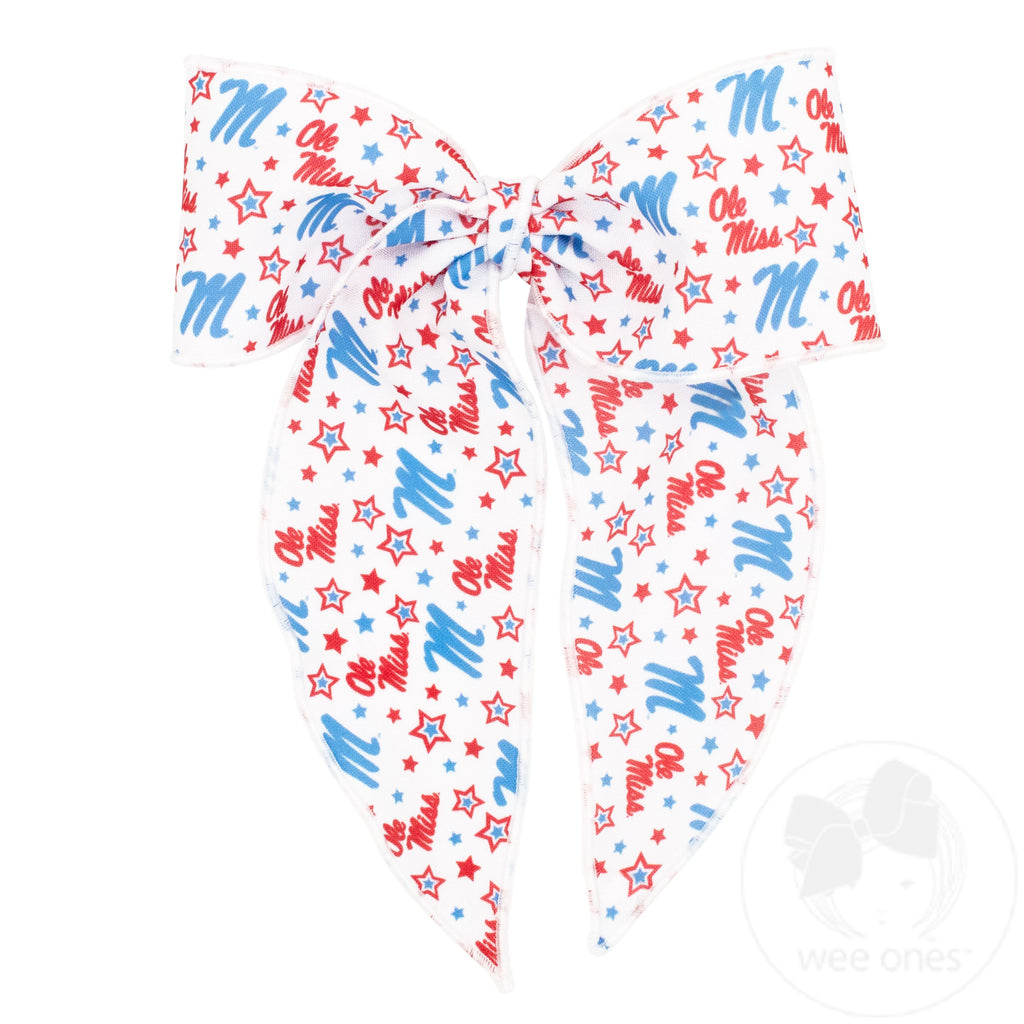 King Ole Miss Logo Print Whimsy Tail Hair Bow