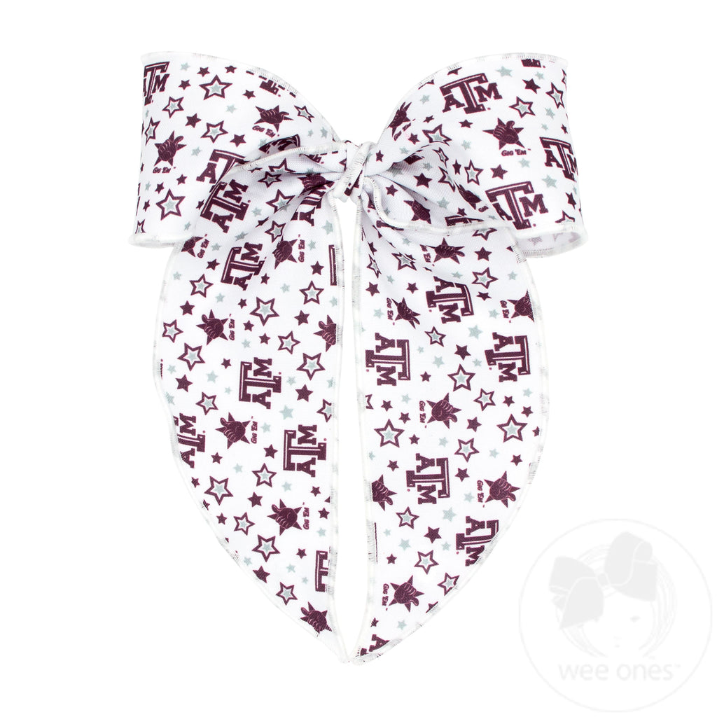 King Signature Collegiate Logo Print Fabric Bowtie With Knot and Tails