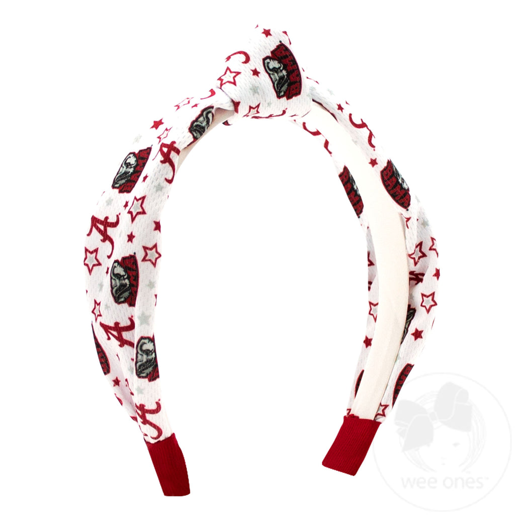 Signature Collegiate Logo Print Soft Ripple-Textured Knot Wrap Headband