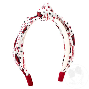 Signature Collegiate Logo Print Soft Ripple-Textured Knot Wrap Headband