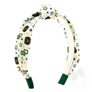 Signature Collegiate Logo Print Soft Ripple-Textured Knot Wrap Headband