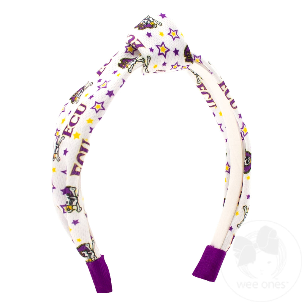 Signature Collegiate Logo Print Soft Ripple-Textured Knot Wrap Headband