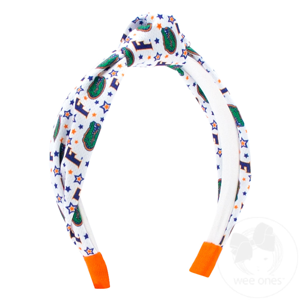 Signature Collegiate Logo Print Soft Ripple-Textured Knot Wrap Headband