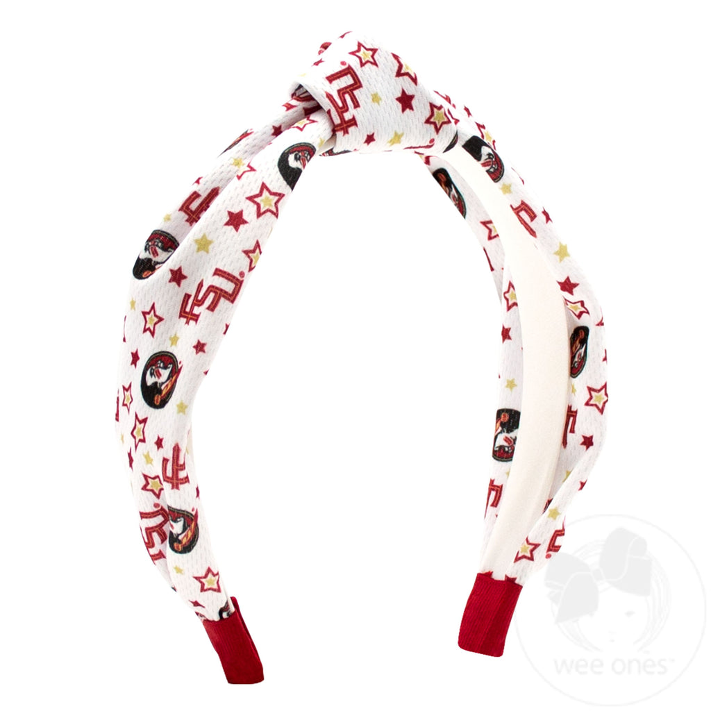 Signature Collegiate Logo Print Soft Ripple-Textured Knot Wrap Headband