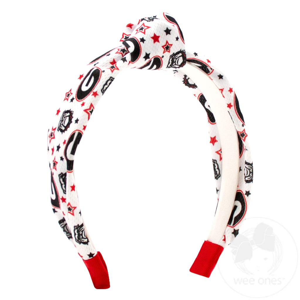 Signature Collegiate Logo Print Soft Ripple-Textured Knot Wrap Headband