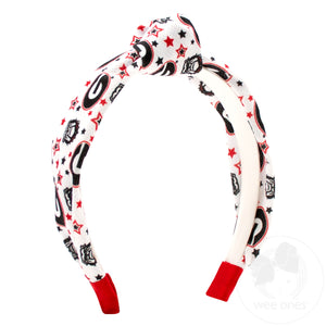 Signature Collegiate Logo Print Soft Ripple-Textured Knot Wrap Headband