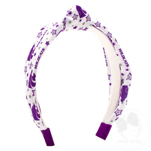 Signature Collegiate Logo Print Soft Ripple-Textured Knot Wrap Headband