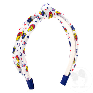 Signature Collegiate Logo Print Soft Ripple-Textured Knot Wrap Headband