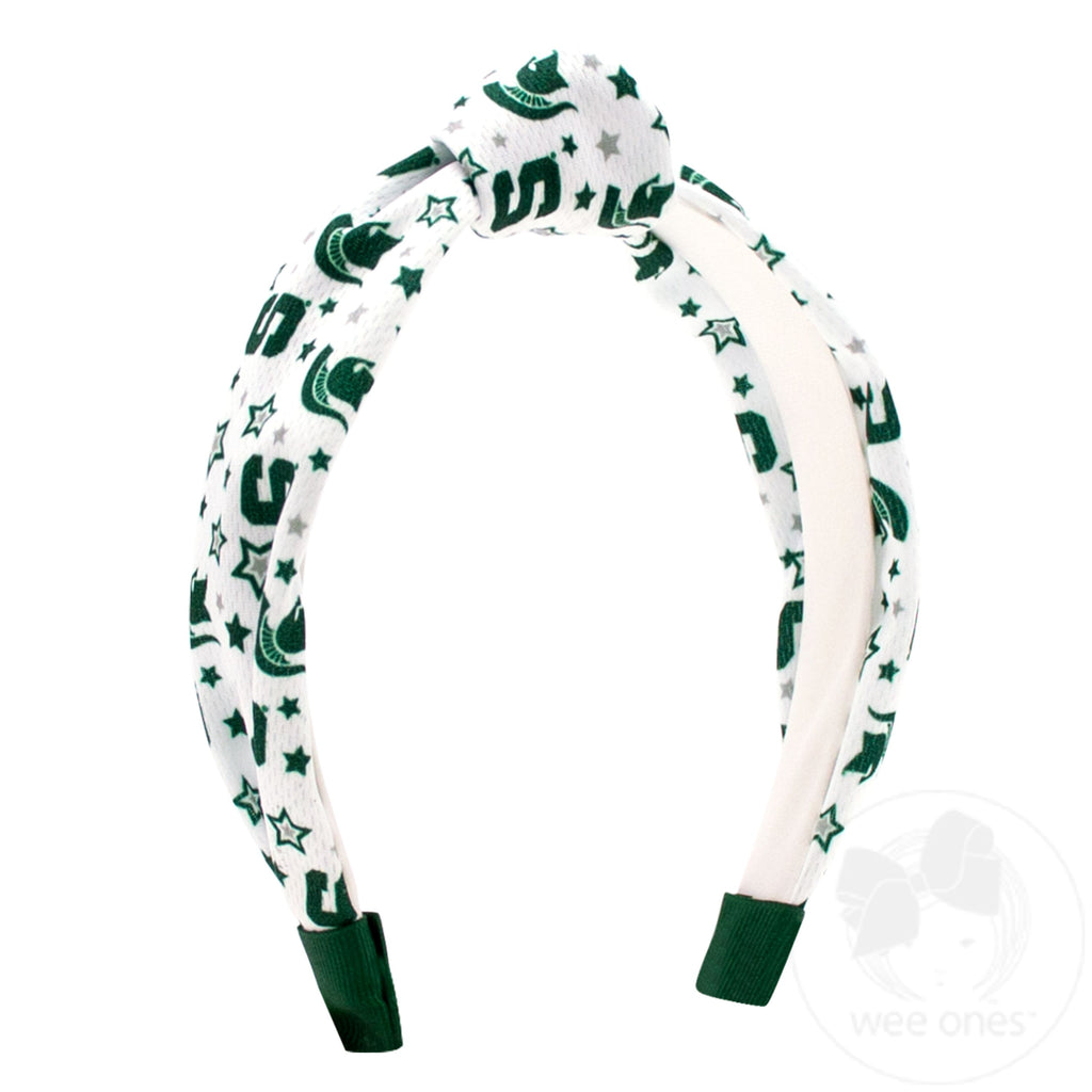 Signature Collegiate Logo Print Soft Ripple-Textured Knot Wrap Headband