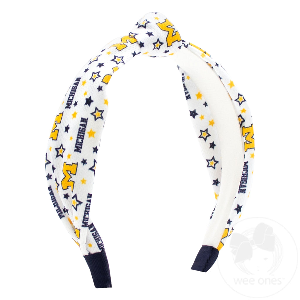 Soft Textured Logo Print Michigan Knot Headband