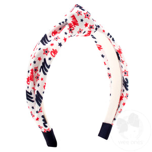 Signature Collegiate Logo Print Soft Ripple-Textured Knot Wrap Headband