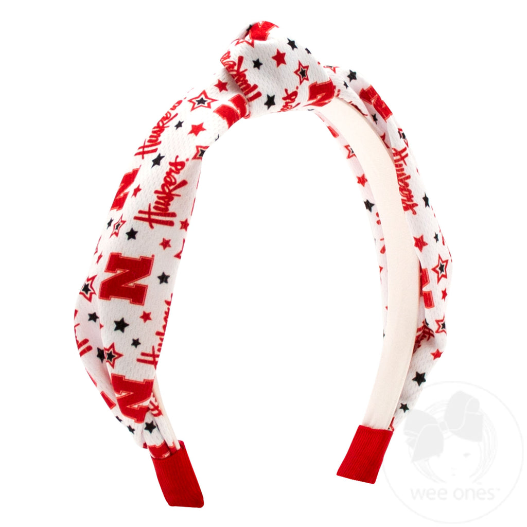 Soft Textured Logo Print Nebraska Knot Headband