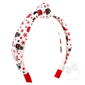 Signature Collegiate Logo Print Soft Ripple-Textured Knot Wrap Headband